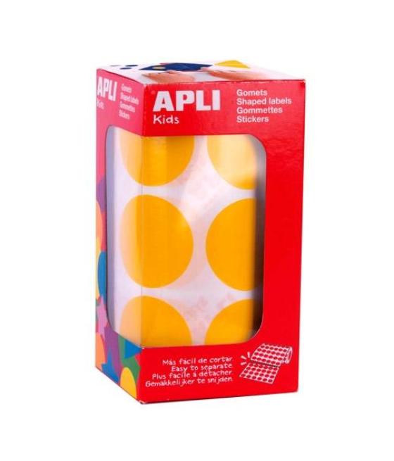Apli gomets redondos 33mm rollo amarillo -rollo 708 unidades-