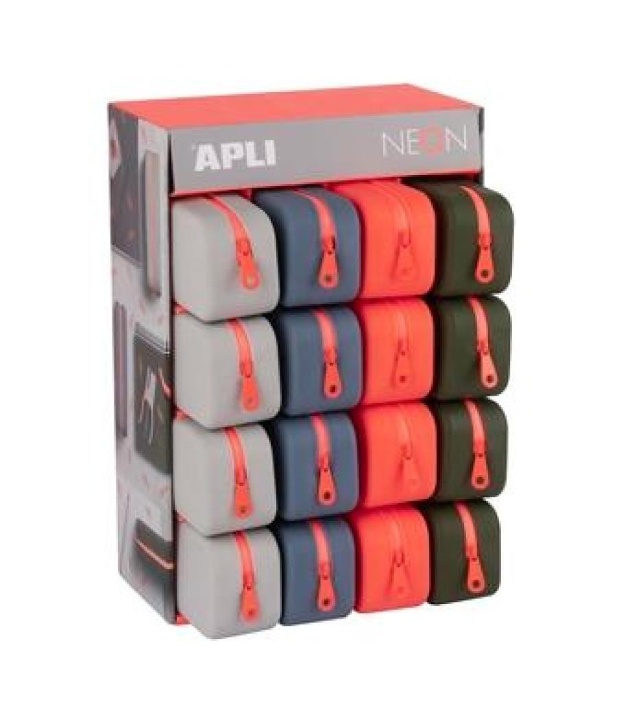 Apli estuche de silicona neon rectangular expositor de 16 c/surtidos