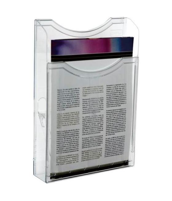 Archivo 2000 portafolletos mural archiplay 1 compartimento a4 vertical pegado a pared poliestireno transparente
