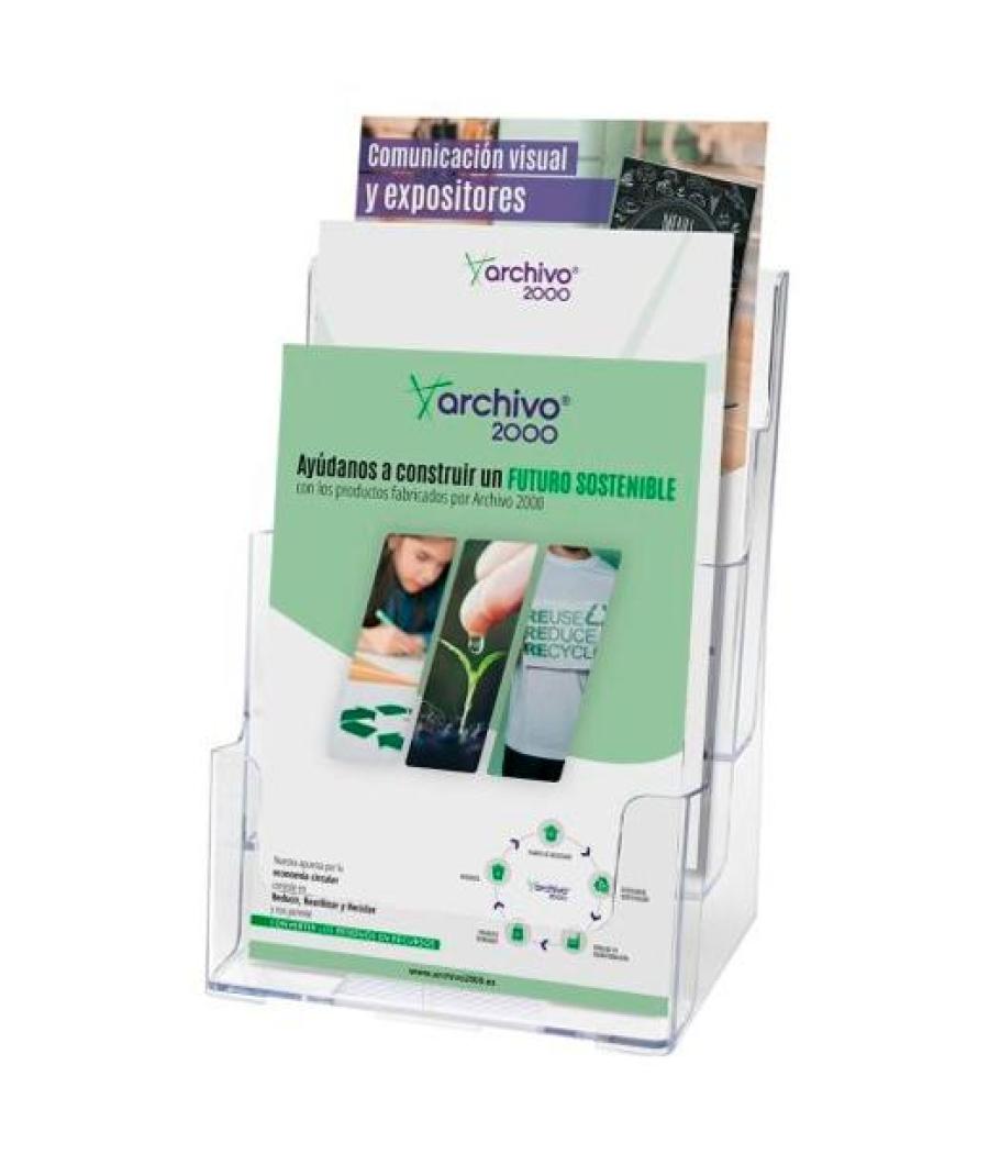 Archivo 2000 portafolletos sobremesa 3 alturas din a5 vertical poliestireno ultra transparente