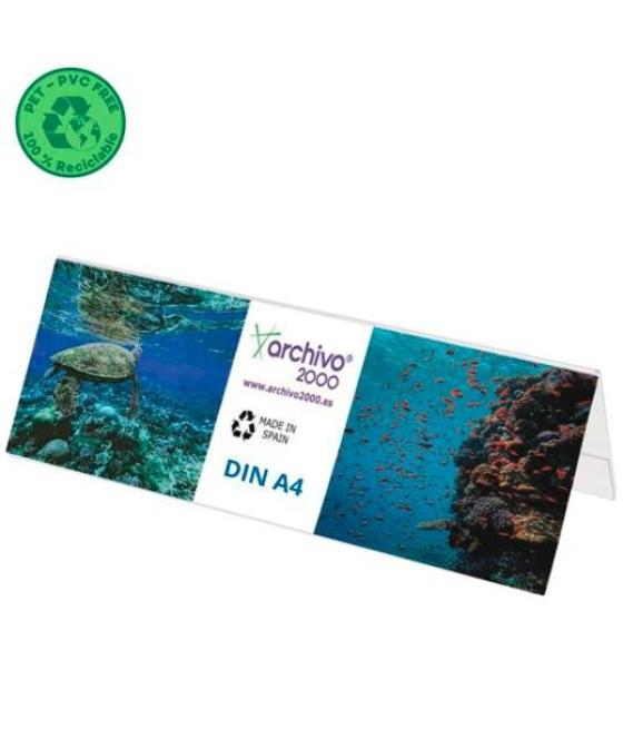 Archivo 2000 portanombres de sobremesa flexible din a4 pet 100% reciclable cristal transparente