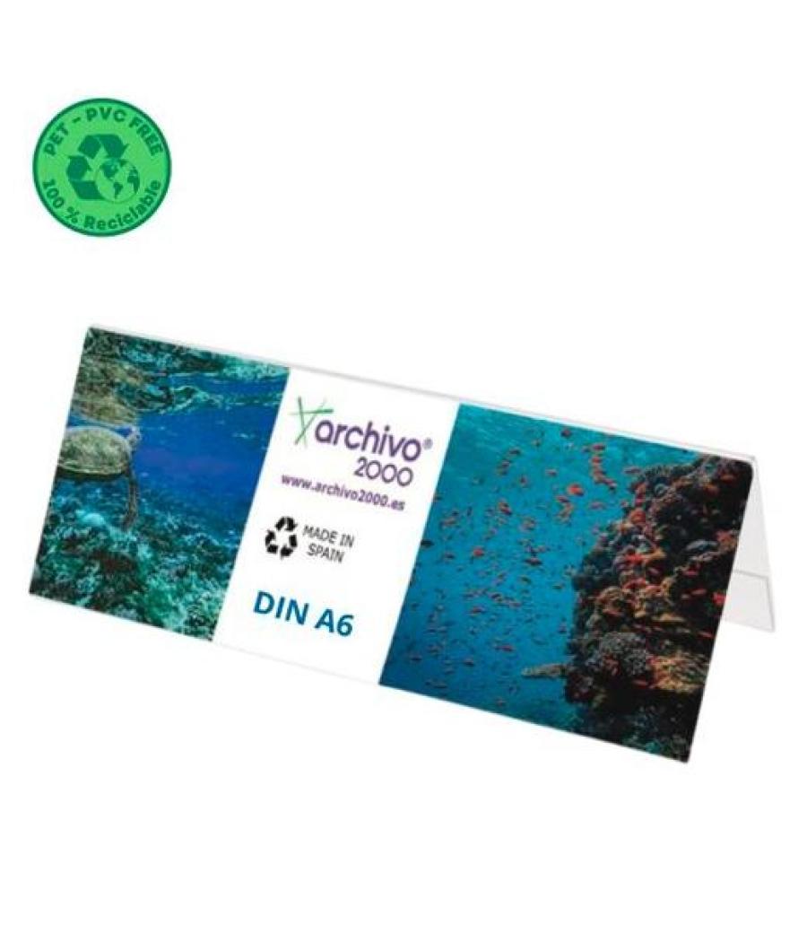 Archivo 2000 portanombres de sobremesa flexible din a6 pet 100% reciclable cristal transparente