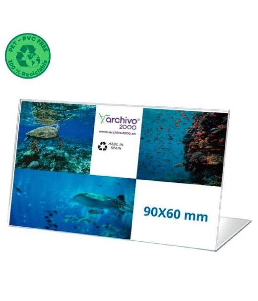 Archivo 2000 expositor de sobremesa l flexible 90x60mm horizontal pet 100% reciclable