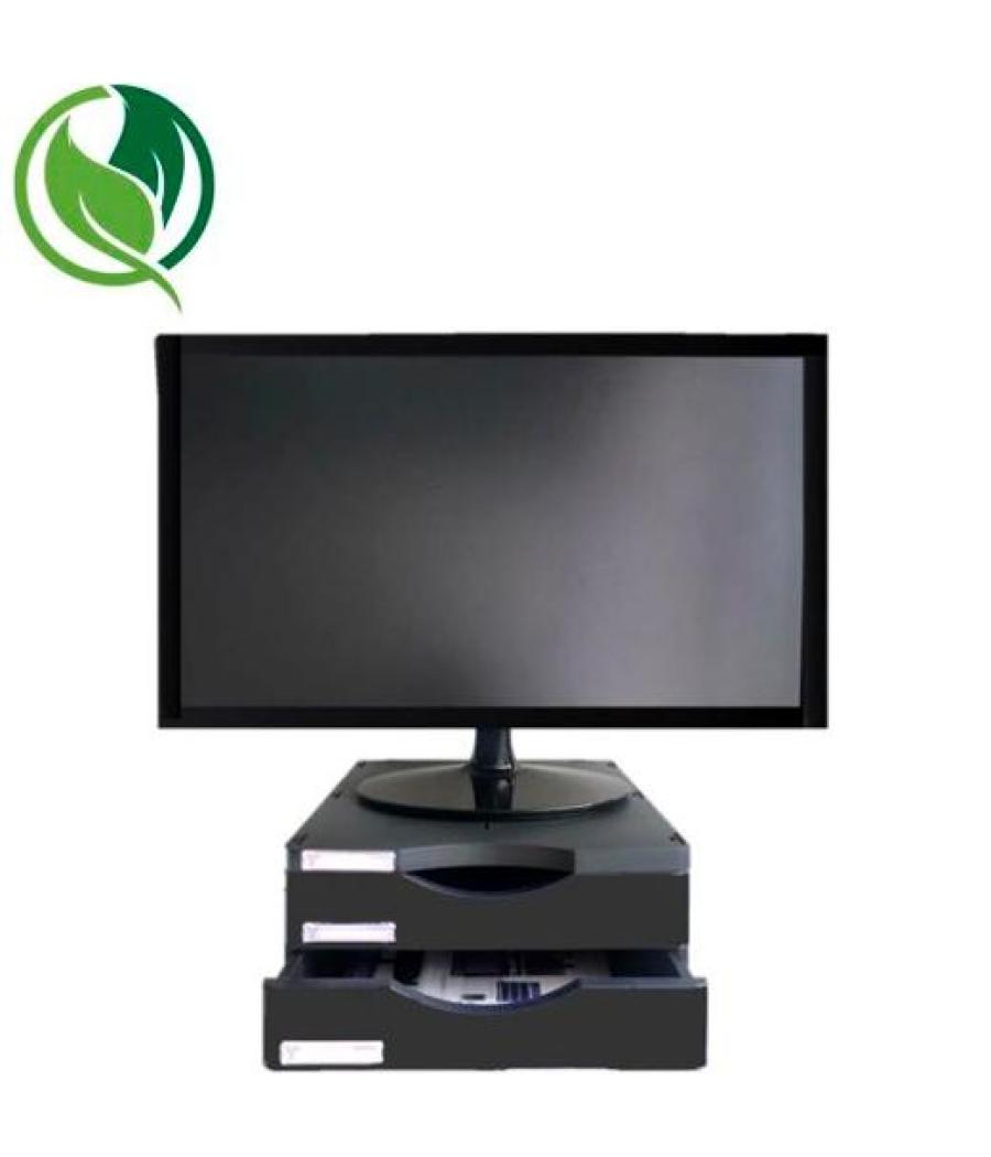 Archivo 2000 soporte monitor ergosostenible con 2 cajones negro