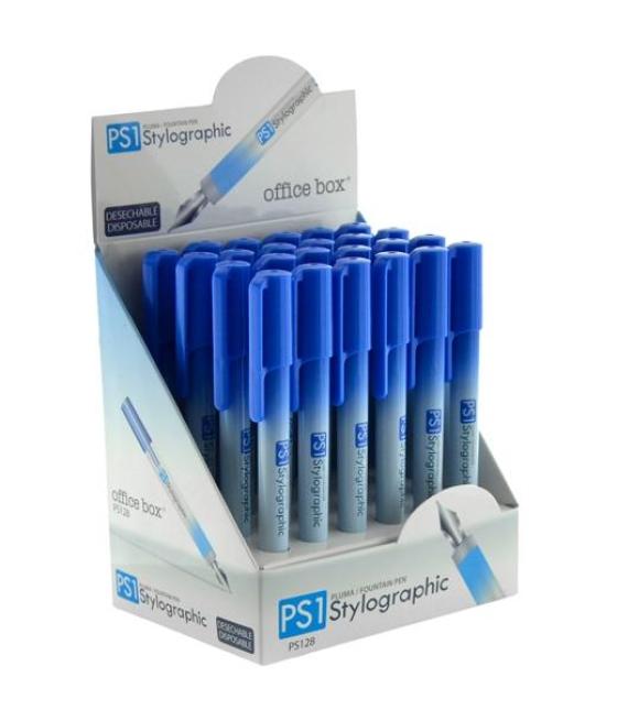 Office box pluma estilográfica ps1 desechable tinta azul expositor 24 ud