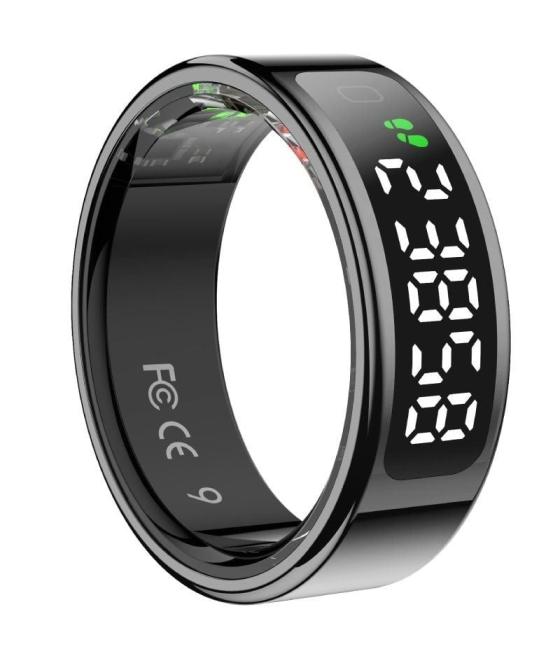 Anillo inteligente leotec kör mau smart ring talla 8/ ø18.3mm/ notificaciones/ frecuencia cardíaca/ negro