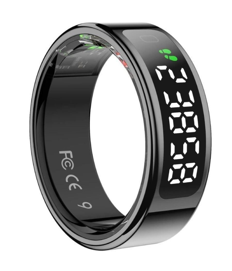Anillo inteligente leotec kör mau smart ring talla 8/ ø18.3mm/ notificaciones/ frecuencia cardíaca/ negro