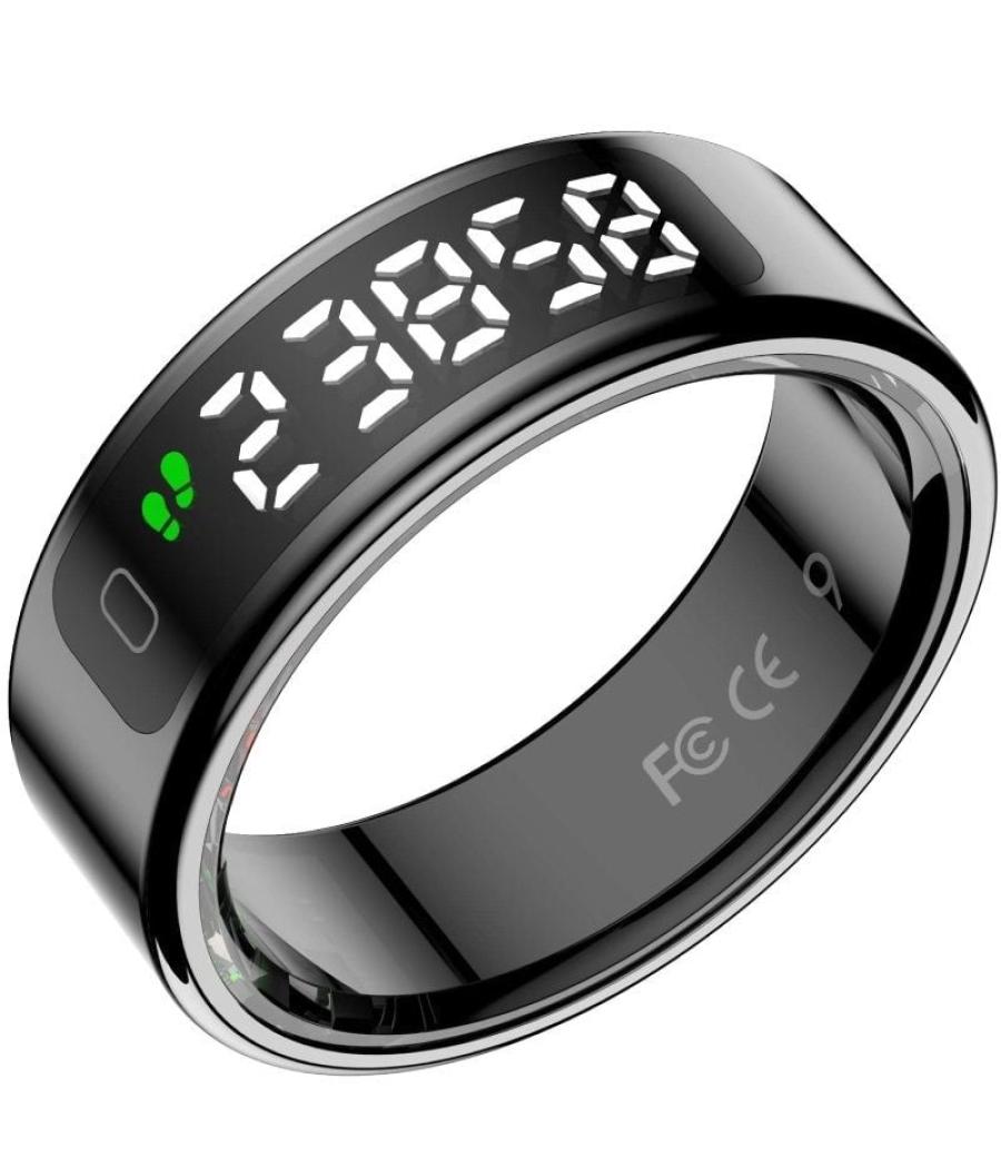 Anillo inteligente leotec kör mau smart ring talla 11/ ø20.8mm/ notificaciones/ frecuencia cardíaca/ negro