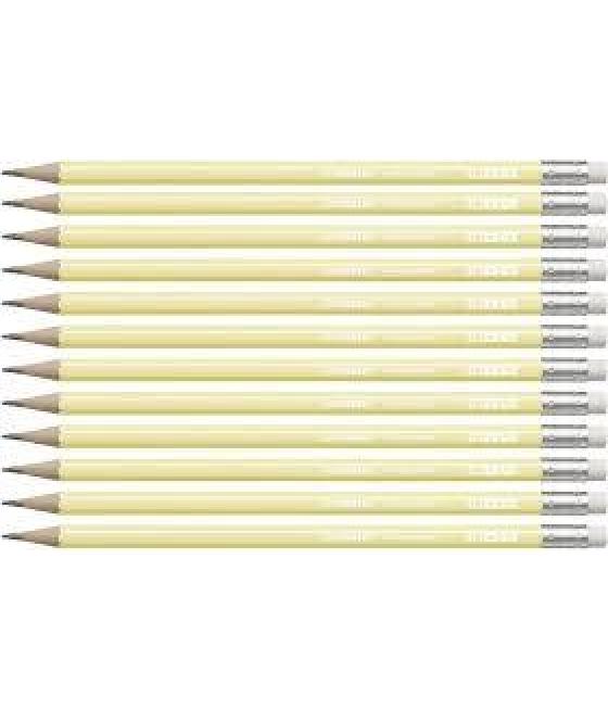 Stabilo swano lapiz grafito con goma pastel amarillo -12u-