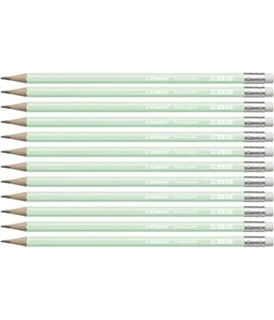 Stabilo swano lapiz grafito con goma pastel verde -12u-