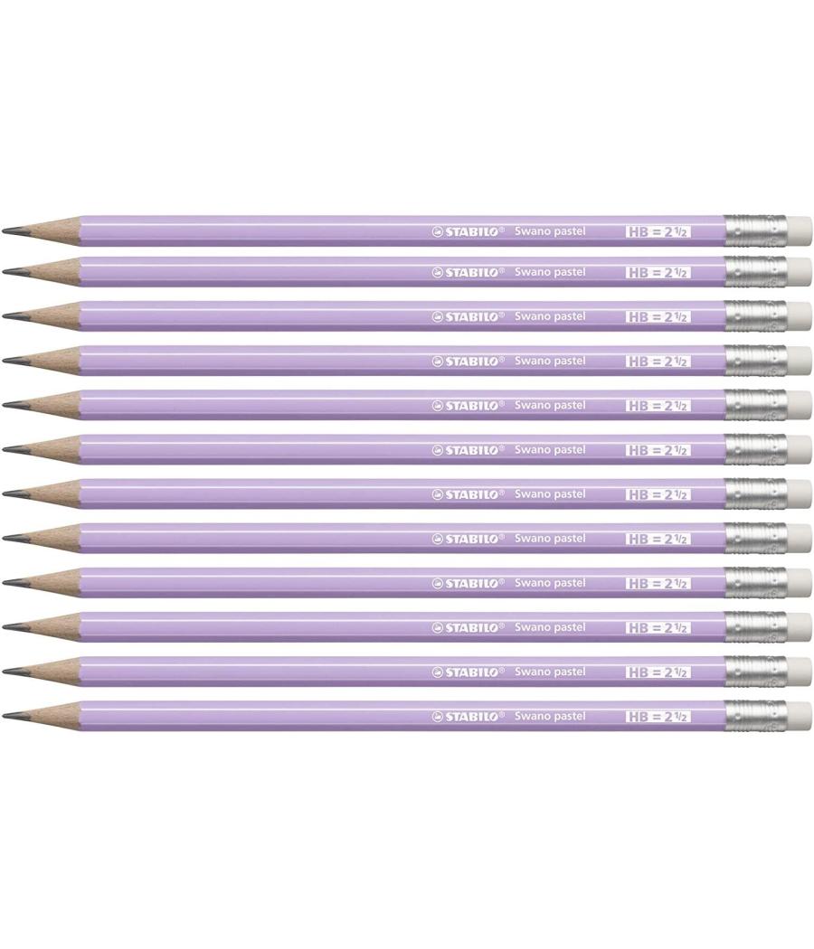 Stabilo swano lapiz grafito con goma pastel lila -12u-