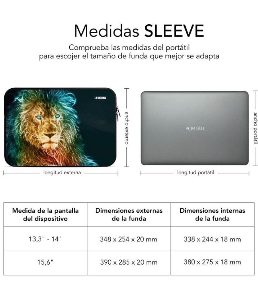 Funda subblim trendy sleeve neo lion para portátiles hasta 14'