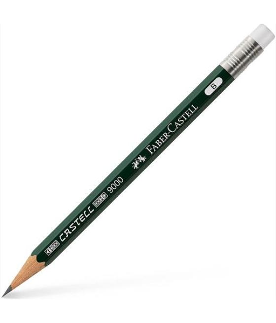 Faber castell lápiz corto con goma para recambio 9000 b