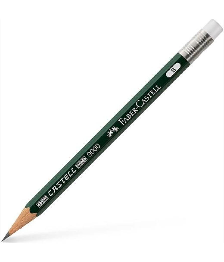 Faber castell lápiz corto con goma para recambio 9000 b