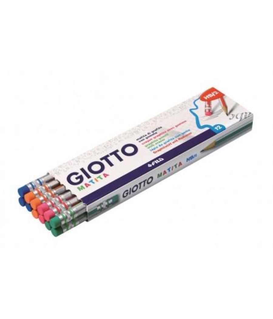 Giotto lapiz madera con goma hexagonal grafito negro hb/2 -12u-