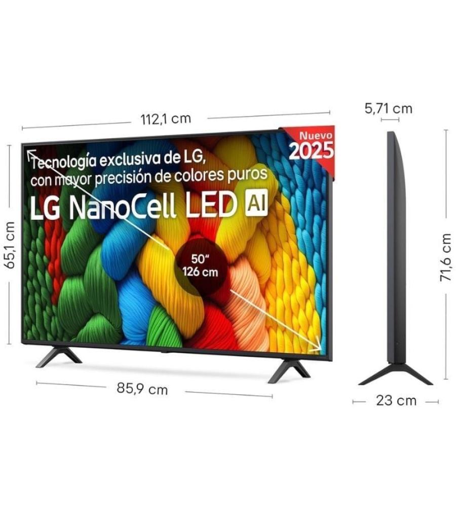 Televisor lg nanocell 50nano80a6b 50'/ ultra hd 4k/ smart tv/ wifi