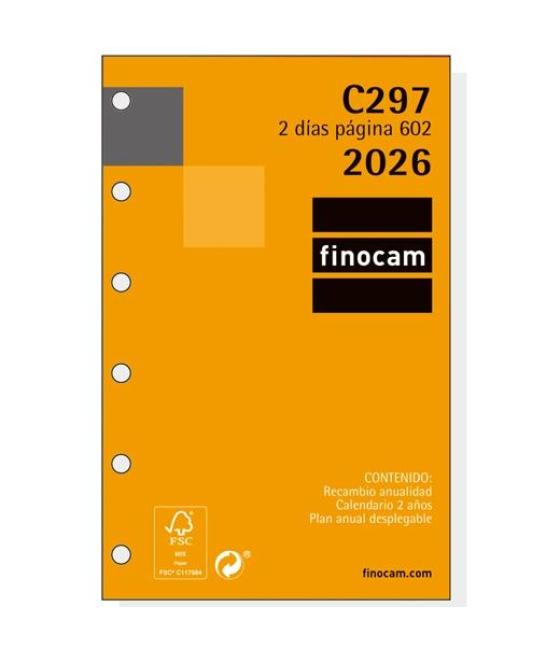 Finocam recambio anual agenda de anillas classic c297 602-73x114mm 2dp 2026