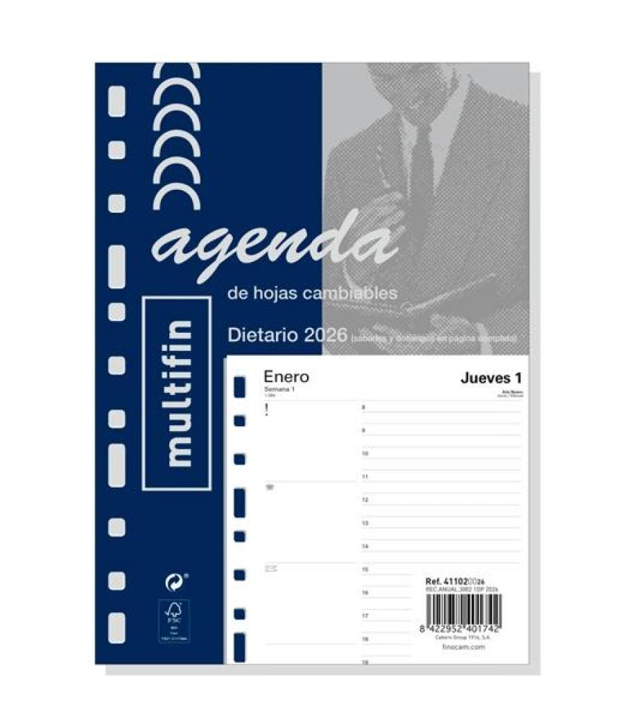 Finocam recambio anual agenda 11 anillas multifin 3002-155x215mm 1dp 2026