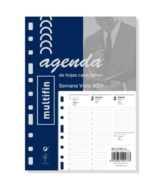 Finocam recambio anual agenda 11 anillas multifin 3002-155x215mm svv 2026
