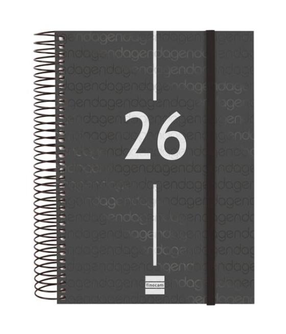Finocam agenda espiral year e10-155x212mm 1dp tapa pp negro 2026