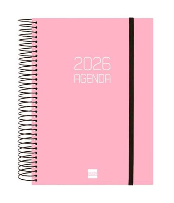 Finocam agenda espiral opaque e10-155x212mm 1dp tapa pp rosa 2026