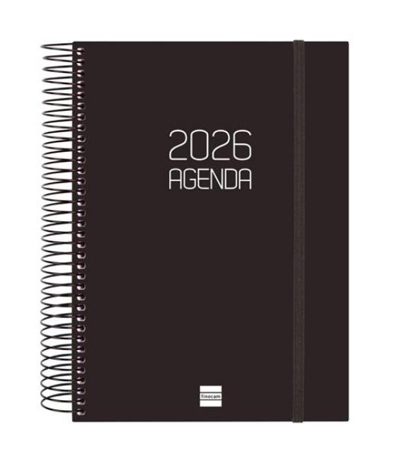 Finocam agenda espiral opaque e10-155x212mm 1dp tapa pp negro 2026