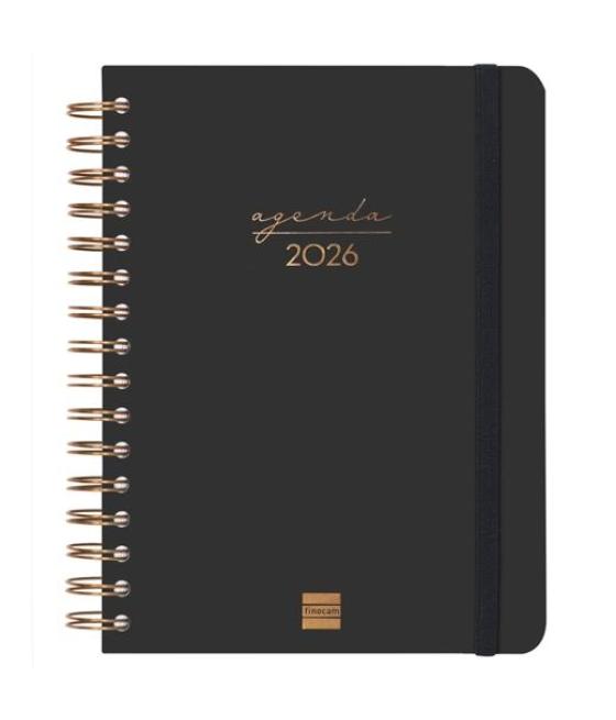 Finocam agenda espiral alma e10-155x212mm 1dp tapa dura negro 2026