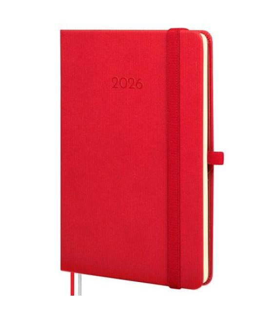 Finocam agenda mínimal textura m4-118x168mm svh tapa dura rojo 2026