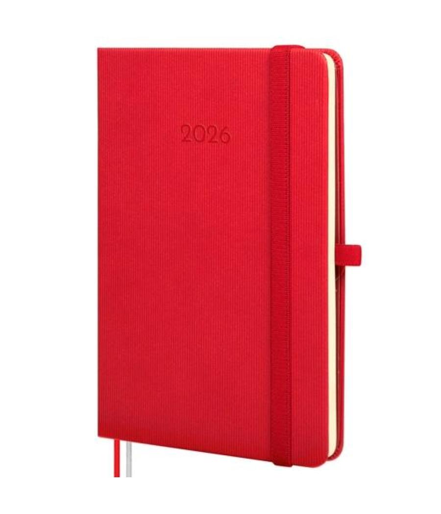 Finocam agenda mínimal textura m4-118x168mm svh tapa dura rojo 2026