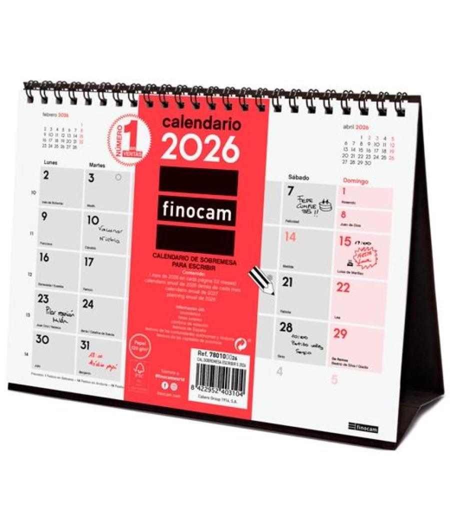 Finocam calendario de sobremesa para escribir s-210x150mm mv neutro 2026