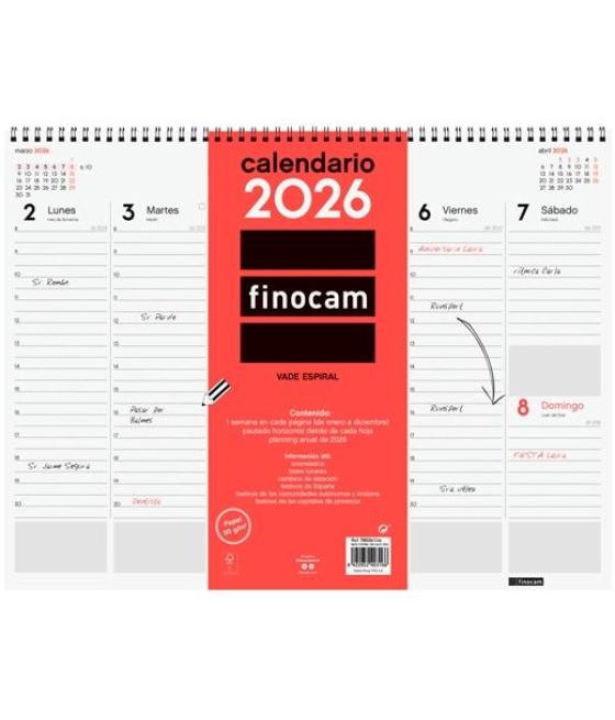 Finocam vade calendario espiral sobremesa 420x310mm svv neutro 2026