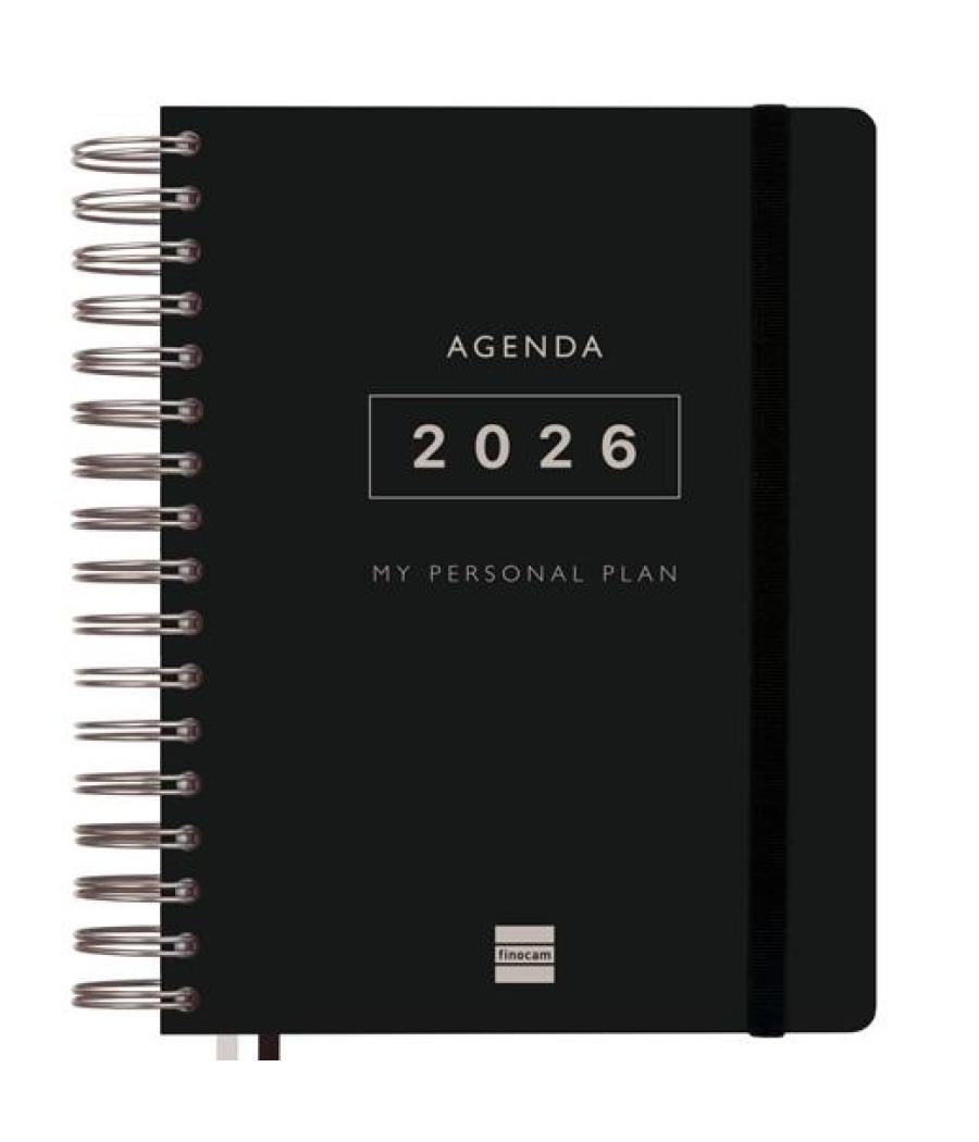 Finocam agenda espiral tempus 4º-155x217mm 1dp tapa extradura pp negro 2026