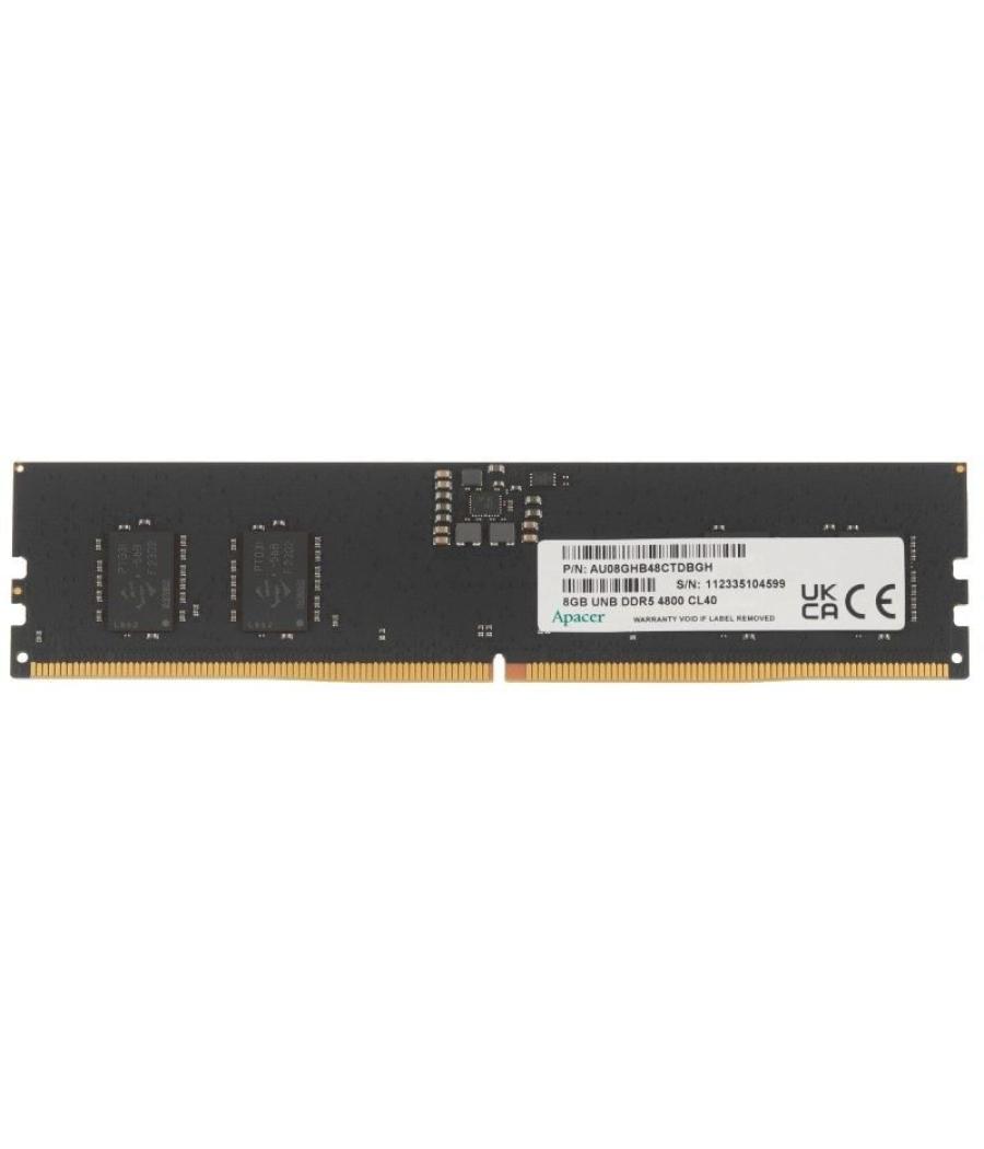 Memoria ram apacer fl.08g2a.rth 8gb/ ddr5/ 4800mhz/ 1.1v/ cl40/ udimm