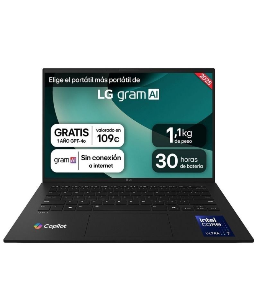 Portátil lg gram 14zd90t-g ax88b intel core ultra 7-255h/ 32gb/ 1tb ssd/ 14'/ sin sistema operativo