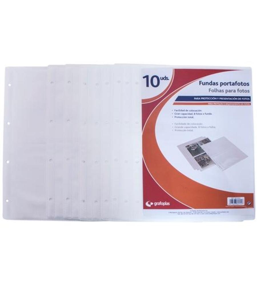 Grafoplás fundas 4 taladros pp extra 320x2300mm para álbum fotografías transparente -bolsa 10u-