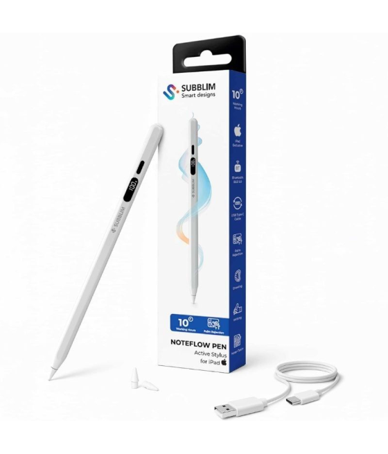 Lápiz electrónico subblim noteflow pen para ipad/ blanco