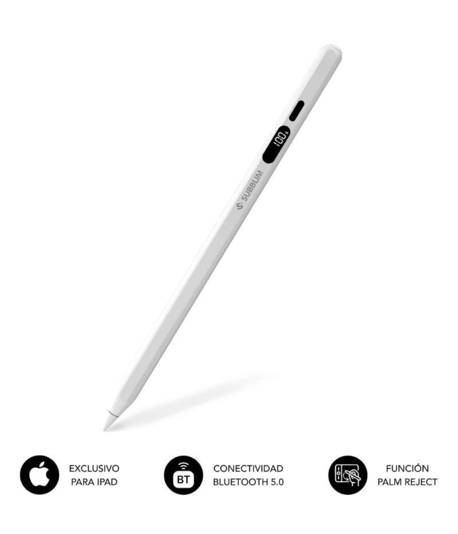 Lápiz electrónico subblim noteflow pen para ipad/ blanco