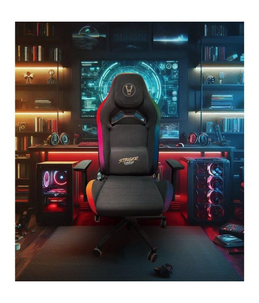 Silla gaming woxter stinger station elite/ luces led/ dorada y plata