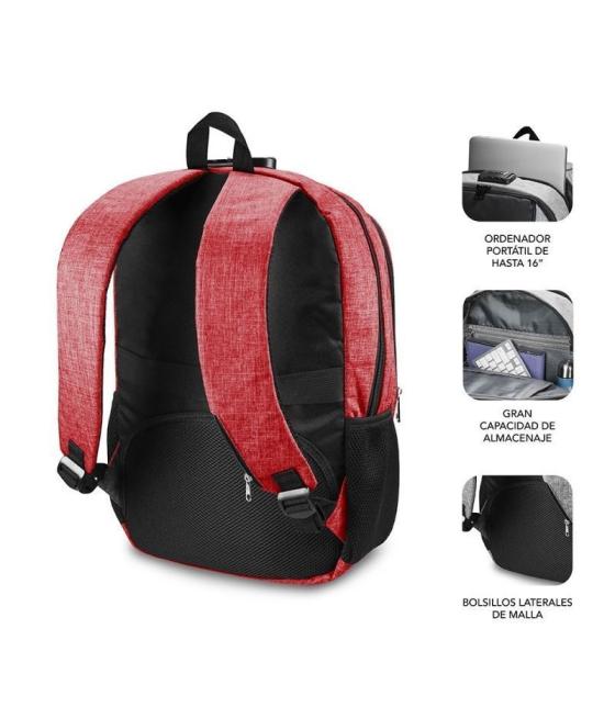 Mochila subblim urban lock para portátiles hasta 16'/ puerto usb/ antirrobo/ roja