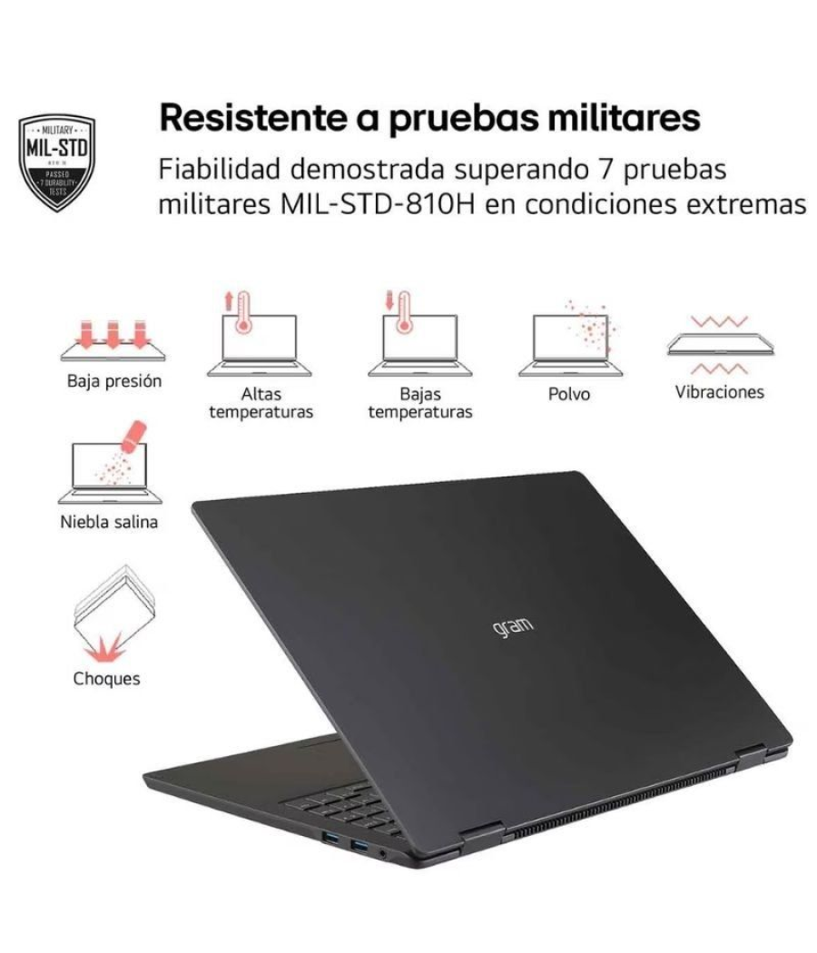 Portátil lg gram pro 16z90tr-e.ad88b intel core ultra 7-255h/ 32gb/ 1tb ssd/ geforce rtx 5050/ 16'/ win11