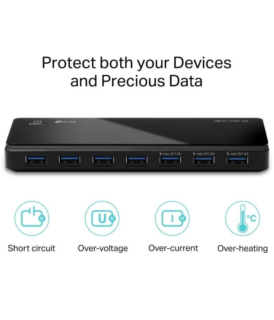 Hub usb 3.0 tp-link ue330/ 7xusb/ 1xmicrousb dc/ negro