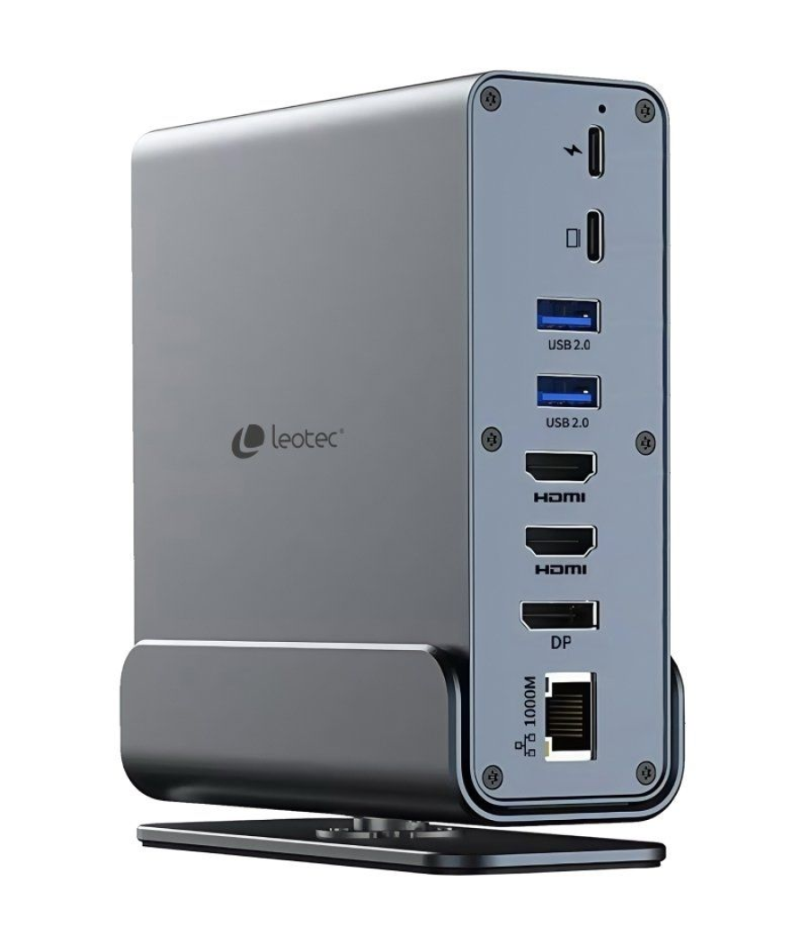Docking usb tipo-c leotec leds06/ 5xusb/ 2xusb tipo-c/ 1xusb tipo-c pd/ 1xdisplayport/ 2xhdmi 4k/ 1xrj45/ 1xjack 3.5/ 1xlector d