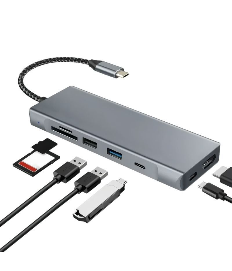 Docking usb tipo-c leotec leds07/ ranura ssd m.2/ 2xusb/ 1xusb tipo-c/ 1xhdmi 4k/ 1xlector tarjetas sd y microsd/ 1xusb tipo-c p