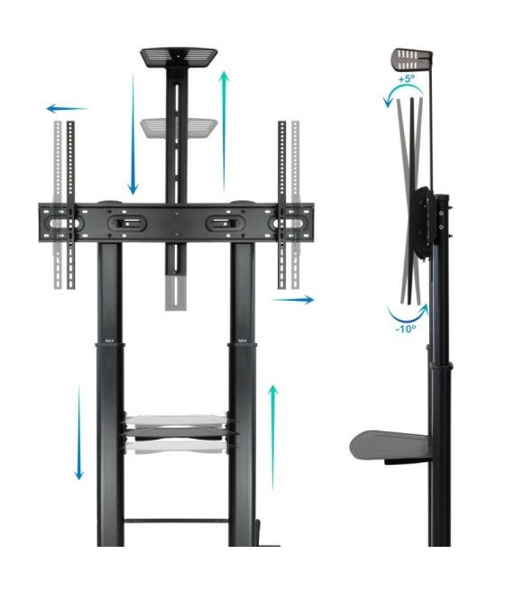 Soporte de suelo inclinable/ ajustable con ruedas tooq fs20400hm-b para tv de 60-100'/ hasta 100kg