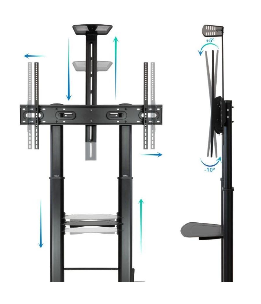 Soporte de suelo inclinable/ ajustable con ruedas tooq fs20400hm-b para tv de 60-100'/ hasta 100kg