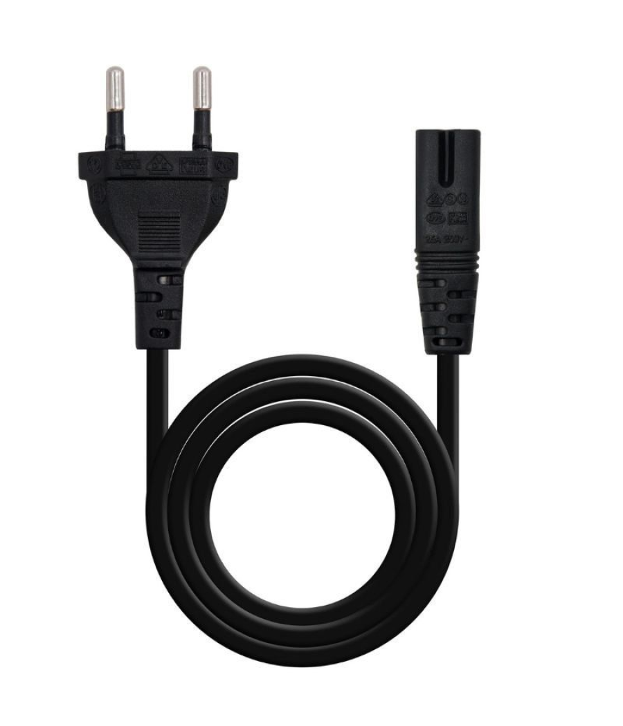 Cable alimentación forma 8 nanocable 10.22.0402-l300/ cee7/16 macho - c7 hembra/ 3m/ negro