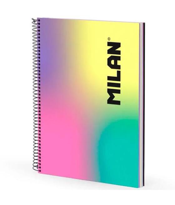 Milan cuaderno espiral a4 90h 120gr cuadrícula 5x5 tapa dura colección sunset