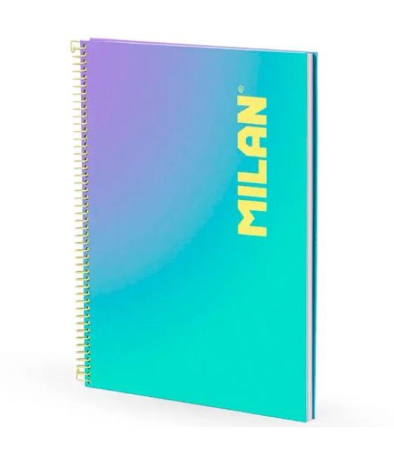 Milan cuaderno espiral a4 90h 95gr cuadrícula 5x5 tapa dura colección sunset turquesa