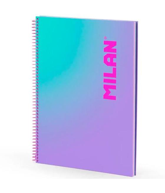 Milan cuaderno espiral a4 90h 95gr cuadrícula 5x5 tapa dura colección sunset lila