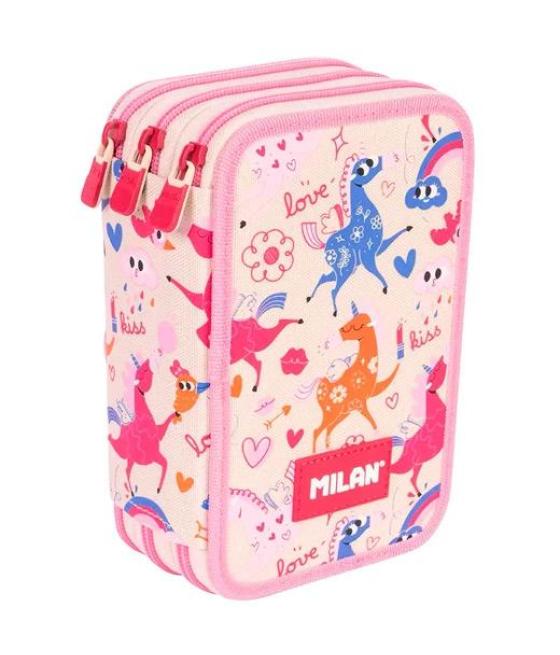 Milan plumier 3 pisos con contenido serie especial flowicorn beige